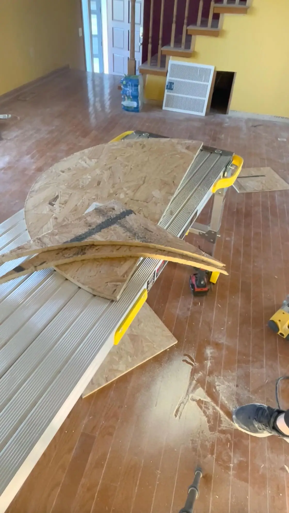 Arches cut for making an arched doorway.